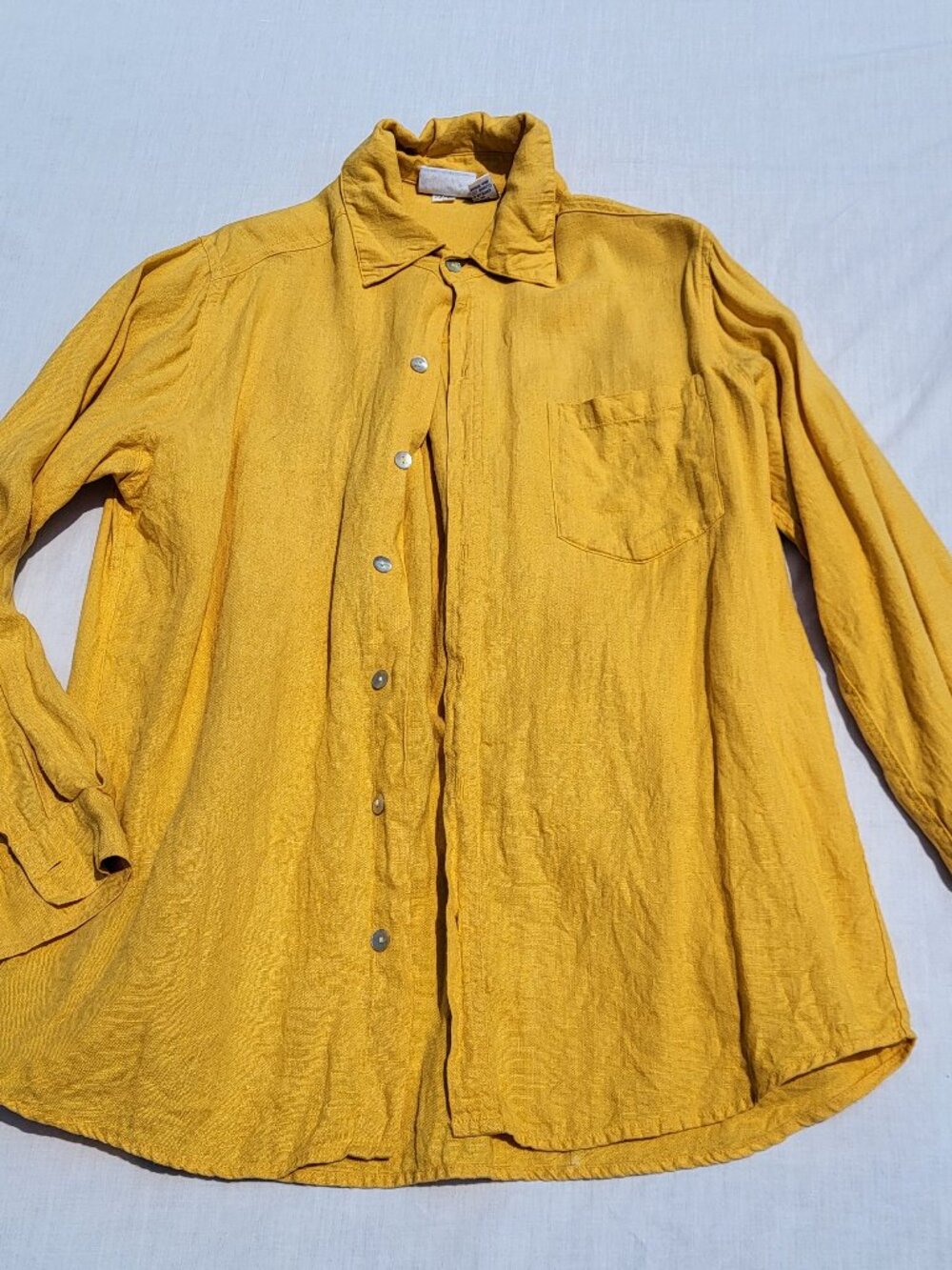 Chico’s Design Shirt Men's Small Linen Button Down Yellow Breathable Travel